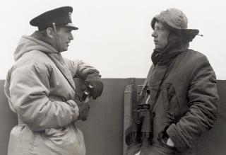 Matinee idol turned Lieutenant (junior grade) Douglas Fairbanks Jr. (left) with Ensign Christopher Hollowell 